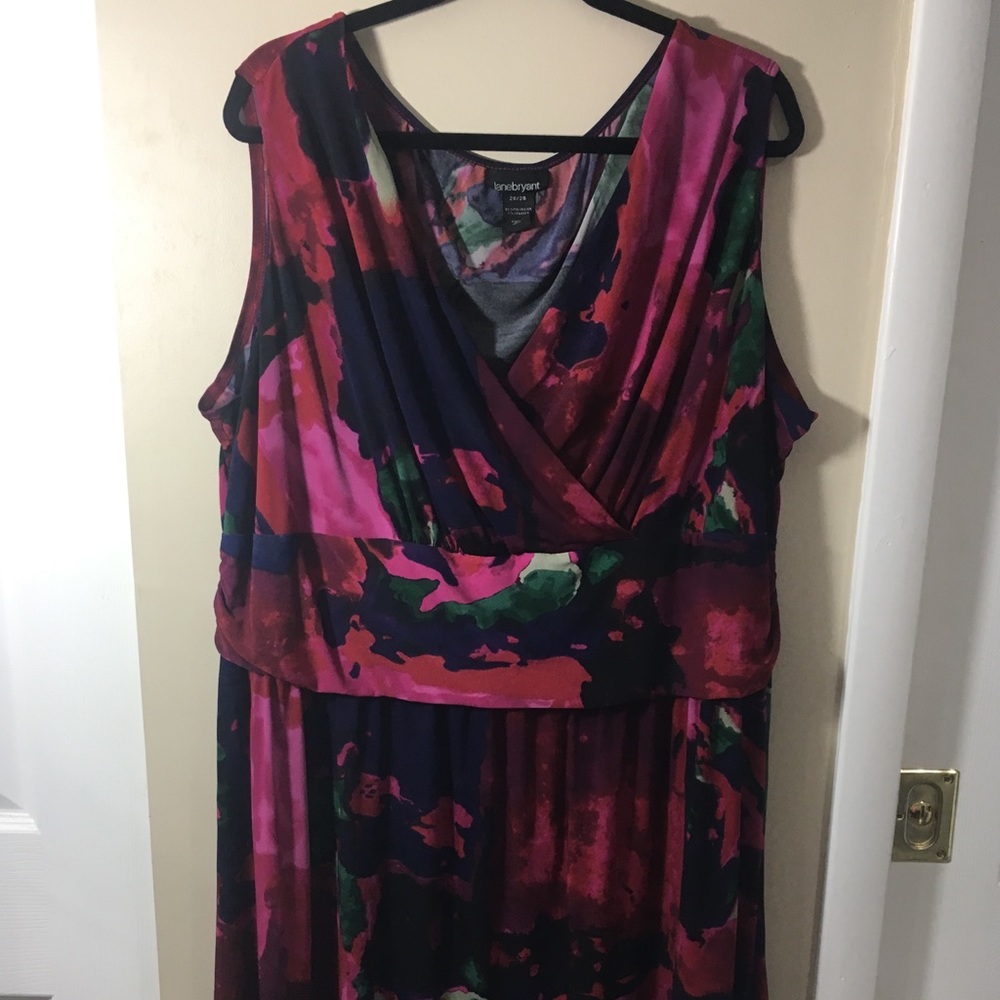 Lane Bryant wide strapped floral pink dress 26/28